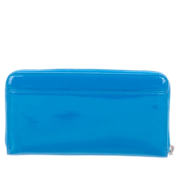 Kate Spade Pasadena Neda Blue Patrnt Leather Zip Around Accordion Wallet - Picture 10 of 10